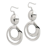 Sterling Silver Dangle Earrings with Open Circles and Disc Design, Modern Minimalist Style