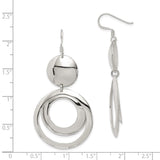 Sterling Silver Dangle Earrings with Open Circles and Disc Design, Modern Minimalist Style
