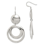 Sterling Silver Dangle Earrings with Open Circles and Disc Design, Modern Minimalist Style