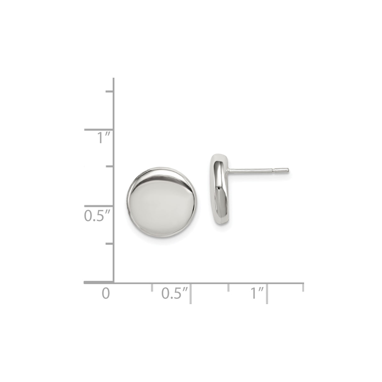 Sterling Silver Stud Earrings, Round Dome Design with Polished Finish, Minimalist Unisex Style