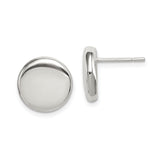 Sterling Silver Stud Earrings, Round Dome Design with Polished Finish, Minimalist Unisex Style