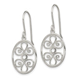 Sterling Silver Dangle Earrings with Openwork Oval Design and Celtic Knot Scroll Filigree