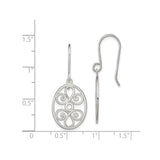 Sterling Silver Dangle Earrings with Openwork Oval Design and Celtic Knot Scroll Filigree