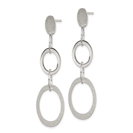 Sterling Silver Dangle Earrings with Interlocking Circles and Ovals, Geometric Drop Design