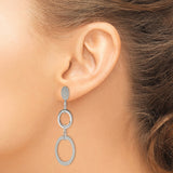 Sterling Silver Dangle Earrings with Interlocking Circles and Ovals, Geometric Drop Design