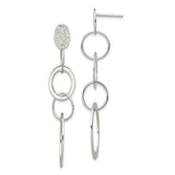 Sterling Silver Dangle Earrings with Interlocking Circles and Ovals, Geometric Drop Design