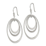 Sterling Silver Dangle Earrings with Triple Open Oval Hoops, Modern Lightweight Drop Design