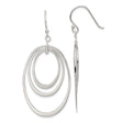 Sterling Silver Dangle Earrings with Triple Open Oval Hoops, Modern Lightweight Drop Design