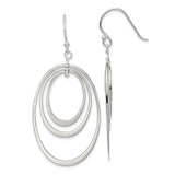 Sterling Silver Dangle Earrings with Triple Open Oval Hoops, Modern Lightweight Drop Design