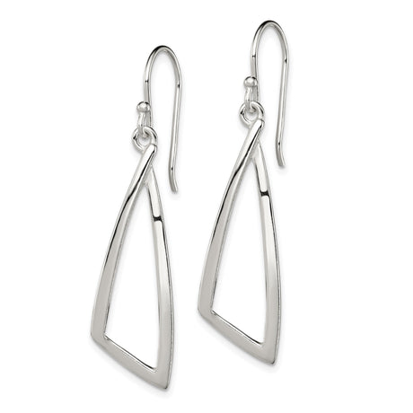 Sterling Silver Triangle Drop Earrings, Lightweight Geometric Dangle Design for Women