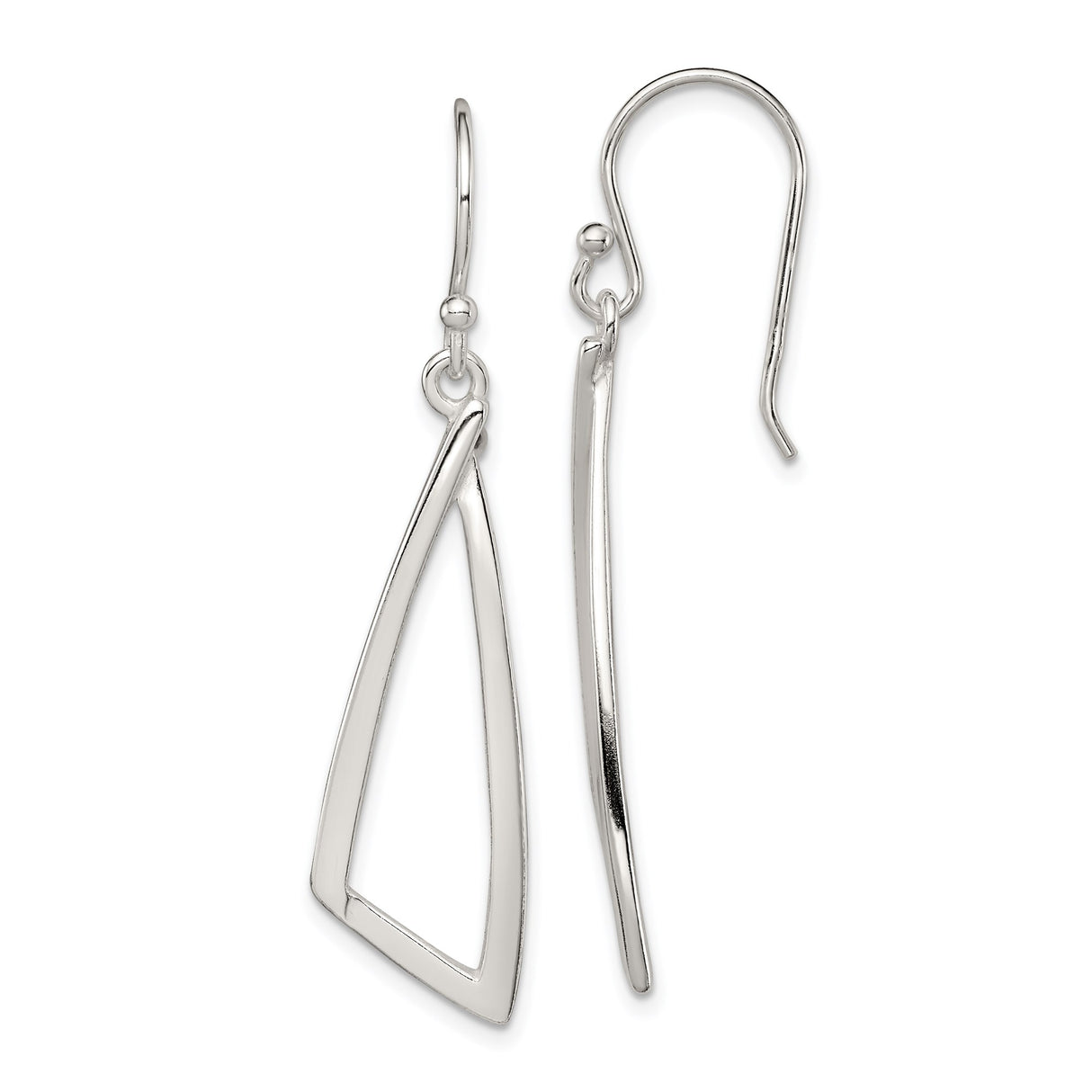 Sterling Silver Triangle Drop Earrings, Lightweight Geometric Dangle Design for Women