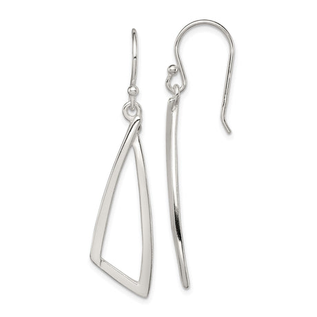 Sterling Silver Triangle Drop Earrings, Lightweight Geometric Dangle Design for Women