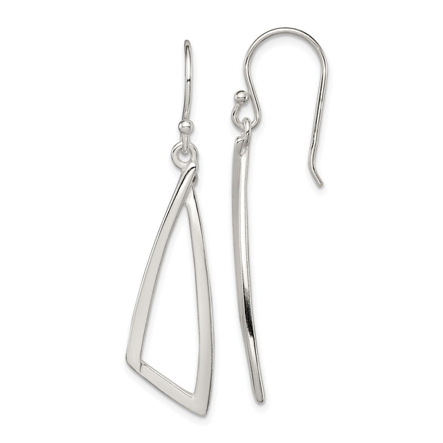 Sterling Silver Triangle Drop Earrings, Lightweight Geometric Dangle Design for Women