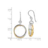 Sterling Silver Drop Earrings with Interlocking Tri-Color Hoops for Women