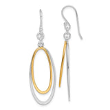 Sterling Silver Dangle Earrings with Dual Oval Loops in Mixed Metal Tones, Modern Minimalist Design