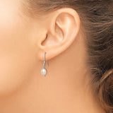 Sterling Silver Dangle Earrings with Natural Freshwater Pearls, Hook Drop Design for Women