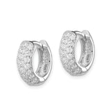 Sterling Silver Hoop Earrings with Cubic Zirconia, Hinged Closures, Lightweight Minimalist Design