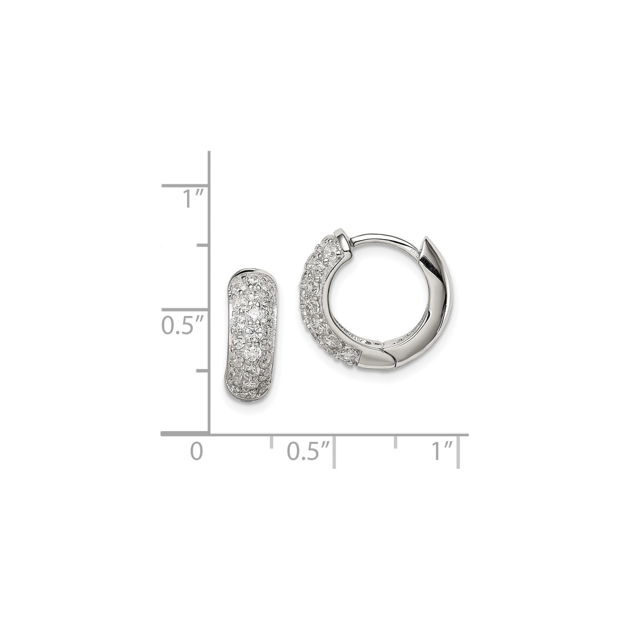Sterling Silver Hoop Earrings with Cubic Zirconia, Hinged Closures, Lightweight Minimalist Design