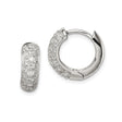 Sterling Silver Hoop Earrings with Cubic Zirconia, Hinged Closures, Lightweight Minimalist Design