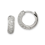 Sterling Silver Hoop Earrings with Cubic Zirconia, Hinged Closures, Lightweight Minimalist Design