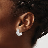Sterling Silver Hoop Earrings with Cubic Zirconia, Pavé Huggie Style for Women