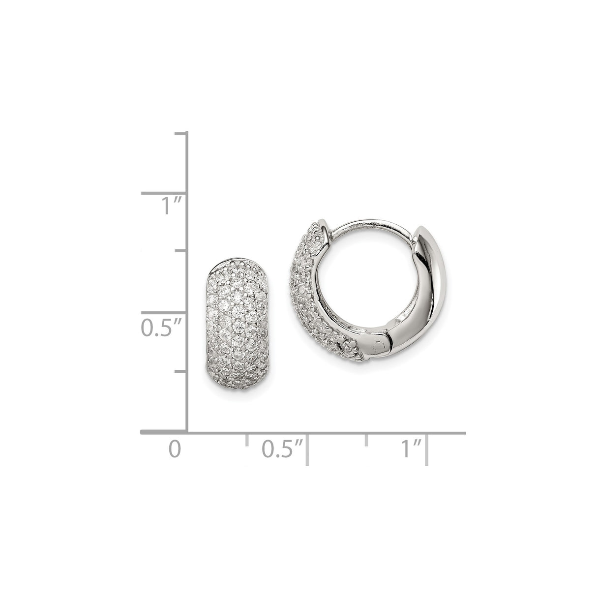 Sterling Silver Hoop Earrings with Cubic Zirconia, Pavé Huggie Style for Women
