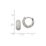 Sterling Silver Hoop Earrings with Cubic Zirconia, Pavé Huggie Style for Women