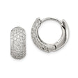 Sterling Silver Hoop Earrings with Cubic Zirconia, Pavé Huggie Style for Women