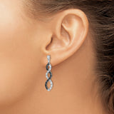 Sterling Silver Infinity Dangle Earrings with Black and White Cubic Zirconia, Twisted Design