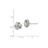 Sterling Silver Love Knot Stud Earrings with Cubic Zirconia, Textured Intertwined Design