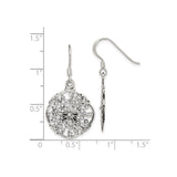 Sterling Silver Dangle Earrings with Openwork Floral Mandala Design, Boho Filigree Drop Style