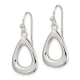 Sterling Silver Dangle Earrings, Teardrop Triangle Drop Design, Open Geometric Style for Women
