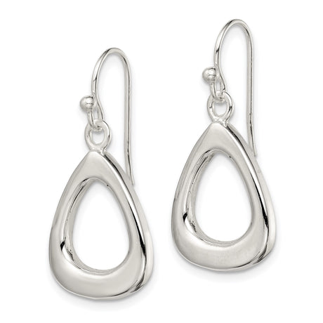 Sterling Silver Dangle Earrings, Teardrop Triangle Drop Design, Open Geometric Style for Women