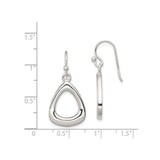 Sterling Silver Dangle Earrings, Teardrop Triangle Drop Design, Open Geometric Style for Women