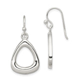 Sterling Silver Dangle Earrings, Teardrop Triangle Drop Design, Open Geometric Style for Women