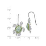 Sterling Silver Turtle Dangle Earrings with Cubic Zirconia, Ocean Inspired Jewelry for Women