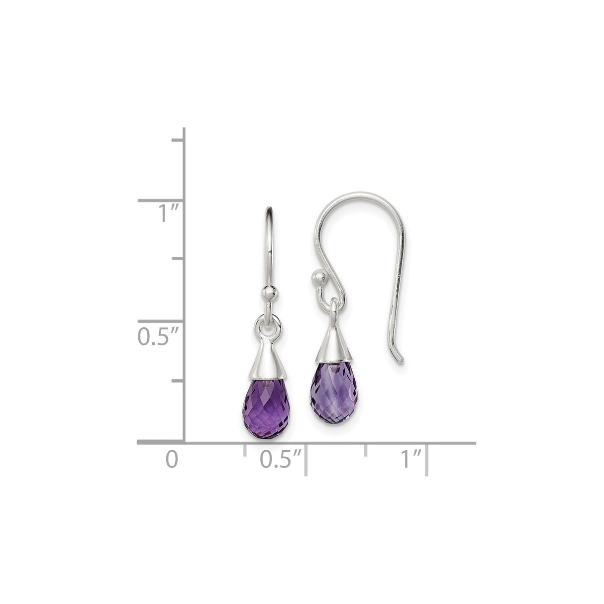 Sterling Silver Teardrop Amethyst Dangle Earrings, Faceted Purple Gemstone, Minimalist Design