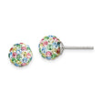 Sterling Silver Dome Stud Earrings with Multicolor Crystals, Vibrant Ball Design