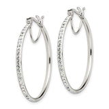 Sterling Silver Hoop Earrings with Round Cut Cubic Zirconia, Full Circle Polished Design