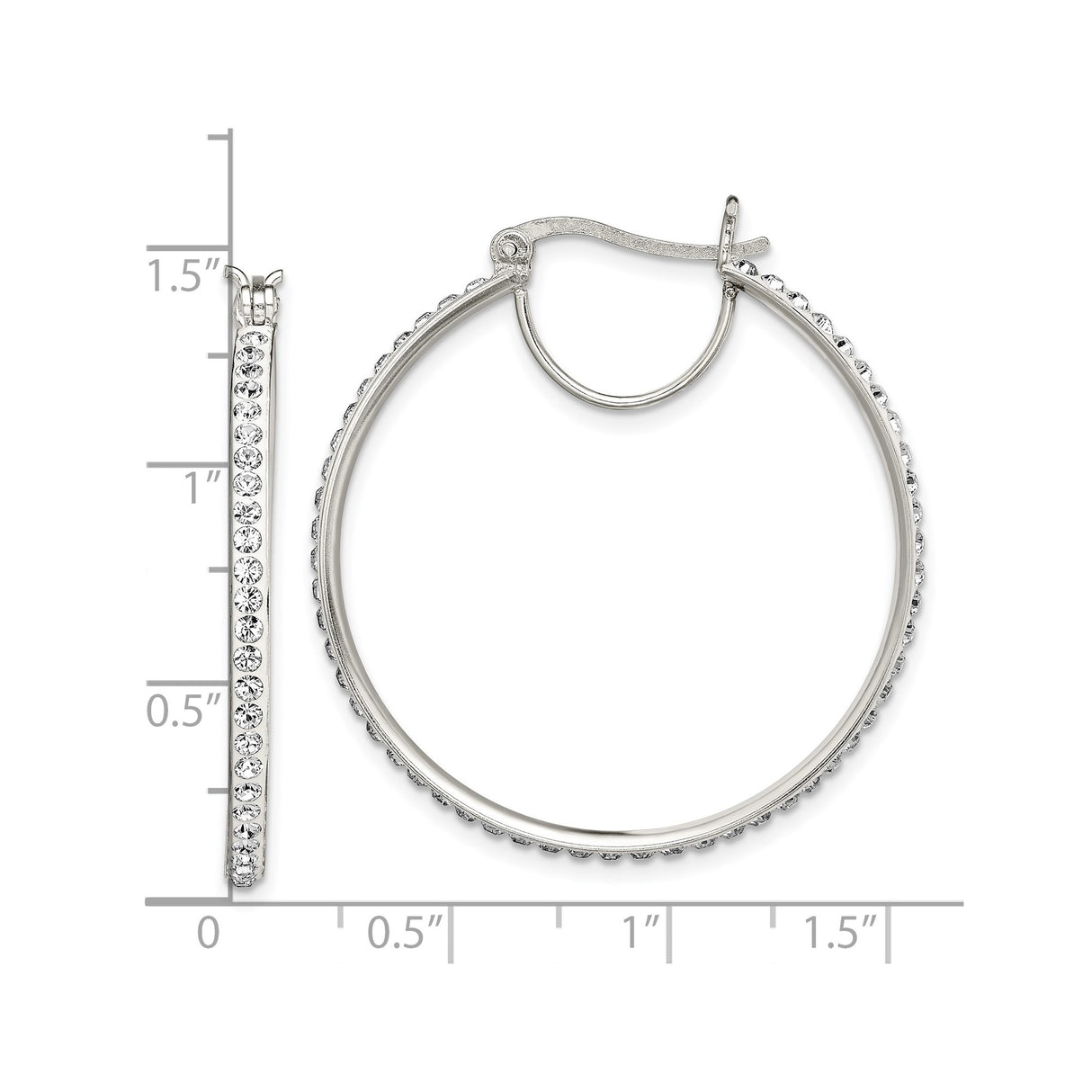 Sterling Silver Hoop Earrings with Round Cut Cubic Zirconia, Full Circle Polished Design