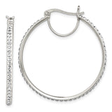Sterling Silver Hoop Earrings with Round Cut Cubic Zirconia, Full Circle Polished Design