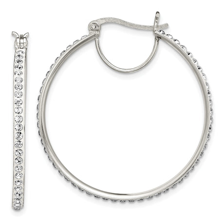 Sterling Silver Hoop Earrings with Round Cut Cubic Zirconia, Full Circle Polished Design