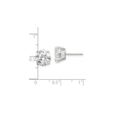 Sterling Silver Stud Earrings with Clear Cubic Zirconia, Prong Set Round Basket Design