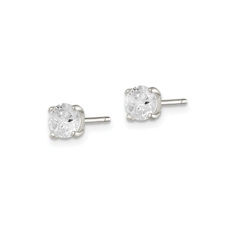 Sterling Silver Minimalist CZ Stud Earrings Four Prongs