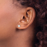 Sterling Silver Stud Earrings with Round Cubic Zirconia, Four Prong Minimalist Design