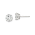 Sterling Silver Stud Earrings with Cubic Zirconia, Round Four-Prong Setting, Minimalist Design