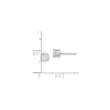 Sterling Silver Stud Earrings with Round Cubic Zirconia, Prong Setting, Minimalist Style