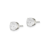 Sterling Silver Stud Earrings with 6mm Round Cut Cubic Zirconia, Classic Princess Style