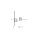 Sterling Silver Stud Earrings with 6mm Round Cut Cubic Zirconia, Classic Princess Style