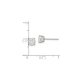 Sterling Silver Stud Earrings Princess Cut CZ In Round Grid